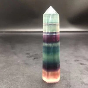 Natural Rainbow Fluorite Crystal Pillar Hexagonal Obelisk Healing Decorate 2.71" - Picture 1 of 7