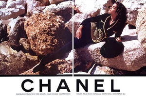1990 Chanel Yasmeen Ghauri Karl Lagerfeld fashion MAGAZINE AD - Picture 1 of 1