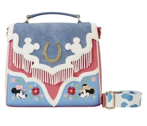 Disney Loungefly Western Mickey & Minnie Fringe Crossbody Bag Cowboy Cowgirl NWT - Picture 1 of 7