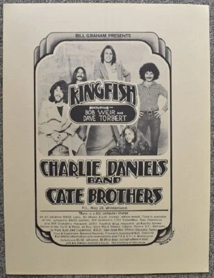 Póster concierto Kingfish sin cortar firmado por Randy Tuten Winterland 1976 Foto 1 de 2