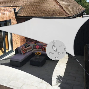 Cubierta de malla de dosel rectangular gris jardín toldo sol sombra impermeable vela de 5'-24' - Imagen 1 de 11