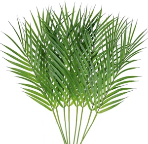 8 Pcs Artificial Areca Palm Leaves Stems Faux Palm Leaf Greenery Tropical Palm T - Picture 1 of 12