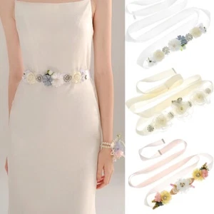 Flower Rhinestone Wedding Dress Belt,Handmade Floral Pregnancy Bridal Sash Belts - Imagen 1 de 22