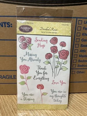 Estampillas transparentes Just Rite rosas garabateadas  Foto 1 de 2