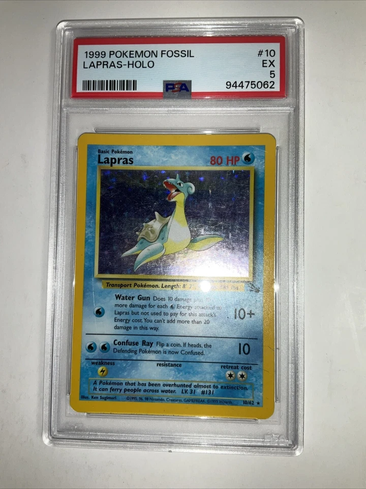 Pokémon Fossil Lapras Holo 1999 PSA 5 #10 raro🔥🔥🔥 Foto 1 de 2