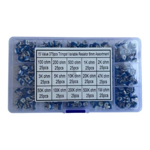 15 Values 375pcs 100 Ohm-1M Ohm Variable Resistor Potentiometer Assortment Kit - Picture 1 of 3