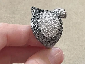 HSN Joan Boyce Queen of Glamour weißer und schwarzer Kristall Ring Größe 10 - Bild 1 von 7