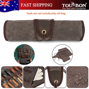 TOURBON Wax Canvas Carving Tools Organizer Roll Bag Gray Gift AU-Special offer - Picture 1 of 24
