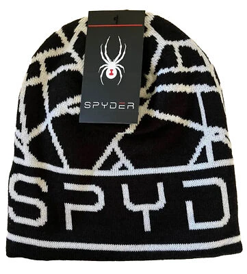 Chapéu Spyder Beanie Chapéu de Inverno Preto Lã SPYDER Pedregulho CO Teia de Aranha Novo com etiquetas - Imagem 1 de 4