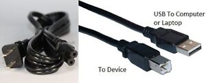 USB Cable Power Cord for Canon Pixma MG5120 MG6821 MP560 PRO-10 TS3122 Printer