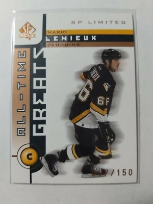 2001-02 UD SP Authentic Limited Mario Lemieux ALL-TIME GREATS SP 067/150  - Image 1 of 2