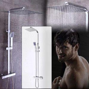 40x40cm Thermostat Duschamatur Duschset Regendusche Duschkop+Handbrause Köpfe - Bild 1 von 18