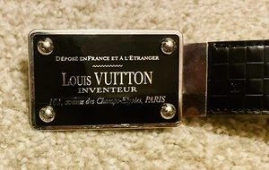 LOUIS VUITTON GRAPHITE DAMIER 'INVENTEUR' PLAQUE BELT SIZE 90/36 M6820 PLATE - Picture 1 of 7