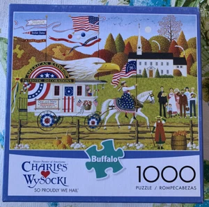 Charles Wysocki Jigsaw Puzzle SO PROUDLY WE HAIL 1000 Piece Preowned Complete - Picture 1 of 3