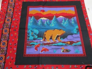 Tela de oso y ciervo para almohada o colgante de pared 2 cuadrados 18' x 44" Cranston EE. UU. - Imagen 1 de 3