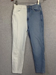Hollister Ultra High Rise Mom Jeans 26x27 Two Tone Split Leg Vintage Stretch - Picture 1 of 9