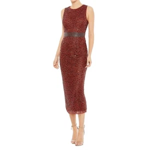 NWT Mac Duggal Beaded Midi Dress Wedding Guest Sleeveless Formal Evening Party - Picture 1 of 10