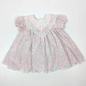 Vestido Vintage Ci Castro Co Bebé Niñas Talla 12m Rosa Floral Babero Fiesta - Imagen 1 de 7
