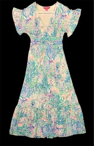 Lilly Pulitzer Jessi Midi Dress Size Small Cray Sea Print Tiered Preppy Resort - Picture 1 of 9