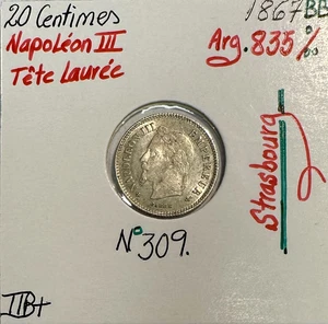 20 CENTIMES NAPOLEON III (1867BB) Pièce de monnaie en Argent // Qualité : TTB - Picture 1 of 2