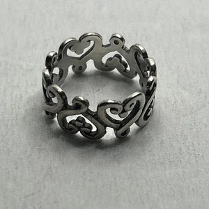 Vintage Sterling Silber Cut Out Herz Band Ring 925 Gr. 6 - Bild 1 von 6