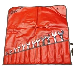 Snap On Tools SAE Open End Wrench Set 12pc 1/4" to 1" W/ C124 Roll VTG USA Read - Foto 1 di 14