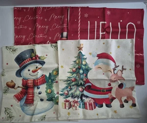 Set of 4 Red Christmas Throw Pillow Covers Only /Indoor Decorative 17x17inch NEW - Picture 1 of 5