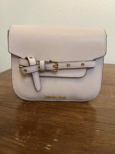 Michael Kors Emilia Small Saddle Crossbody Bag Powder Blush Pink Leather NWT - Picture 1 of 6