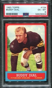 1963 Topps #124 Buddy Dial PSA 6 Pittsburgh Steelers Rice University SP - Imagen 1 de 1