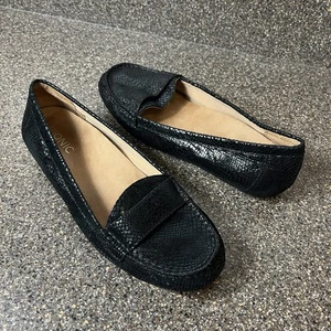 Mocassino Vionic nero pelle testurizzata scarpe basse donna 9 slip on comodo casual - Foto 1 di 11