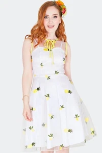 Retro Vintage Kleid Ananas bestickt Flare Style - Bild 1 von 6