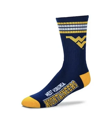 FBF Originales West Virginia Mountaineers Jóvenes Calcetines Lote de 3 4 Rayas Deuce  Foto 1 de 3