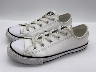 Converse Chuck Taylor All Star OX Low Top White Faux Leather Sneakers Youth 3 - Image 1 of 4