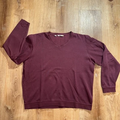 Chaleco de golf Cutter & Buck para hombre XL/L cuello en V tejido acanalado suéter rojo borgoña preparación ☼ Foto 1 de 4