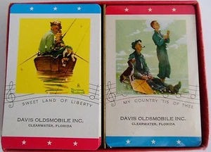 Davis Oldsmobile Dealer Playing Cards Vintage Norman Rockwell Tax Stamp - Imagen 1 de 10