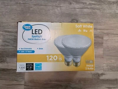 2 120-Watt PAR38 Indoor/Outdoor Clear Glass LED Spot Lights - 1300 Lumens - Image 1 of 3
