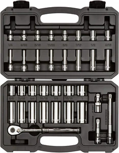 TEKTON SKT15101, 3/8" Drive 6-Point Socket & Ratchet Set, 34-Piece (1/4-1 in.) - Picture 1 of 7