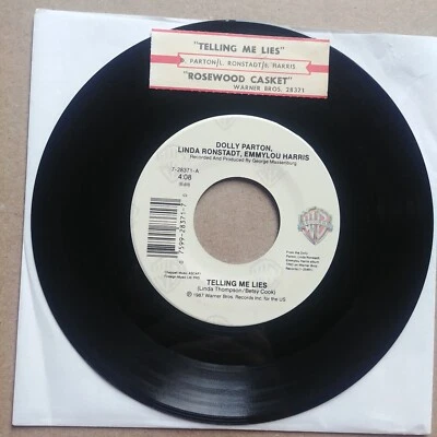 DOLLY PARTON LINDA RONSTADT EMMYLOU HARRIS Telling Me Lies 45 7" COUNTRY Record - Image 1 of 2