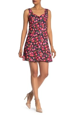 Vestido ANNA SUI Pom-Pom Posey Estampado Floral Flores Crepé Botón Delantero 10 EE. UU. NUEVO CON ETIQUETAS Foto 1 de 4