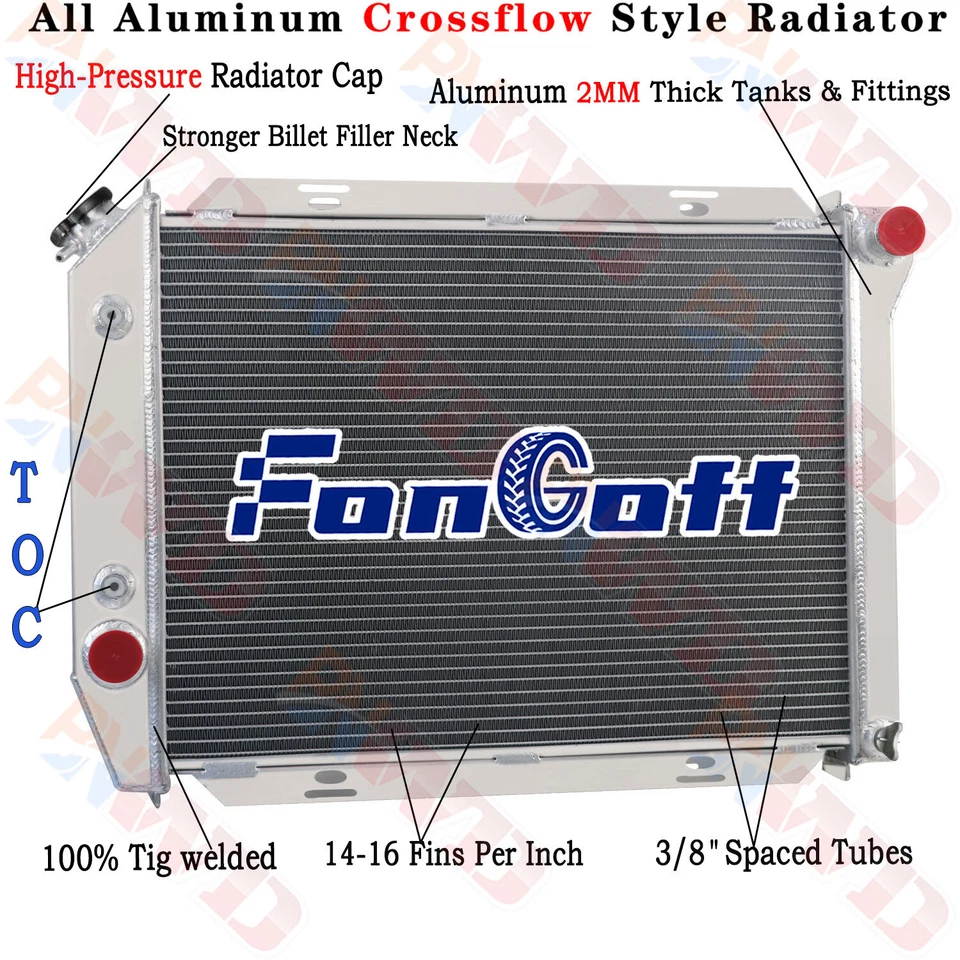 ALUMINUM 3 ROW RADIATOR For 1967-1968 Ford Galaxie Mercury Colony Park/Marquis Foto 1 de 4