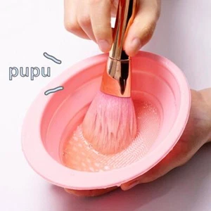 Pulitore spazzole cosmetico pieghevole lavaggio piccolo ciotola in silicone per trucco - Foto 1 di 14