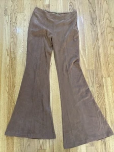 Pantalones Gianni Bini Marrón Pierna Ancha Imitación Gamuza Cremallera Lateral M ¡Súper! - Imagen 1 de 6