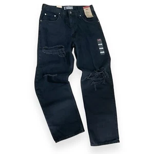 Levis Silvertab Jeans Women 28 Black Distressed Rip 94 Baggy Straight NWT - Picture 1 of 11