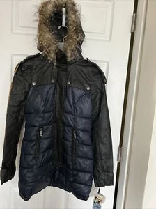 CIRCUS By Sam Edelman Dress Jacket Faux Fur Polyester/Wool Girls XS Navy/Black - Picture 1 of 12