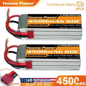2pcs 22.2V 6S 4500mAh LiPo Battery 60C Deans for RC Heli Quad Airplane Truck FPV - Picture 1 of 5