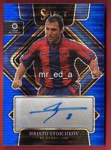Hristo Stoichkov Signatures Auto  Blue Pulsar Prizm 2022-23 Select La Liga FCB