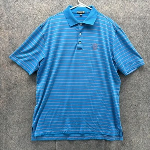 Peter Millar Polo Shirt Men Large Blue Striped Golf Golfer Summer Comfort Adios - Picture 1 of 14