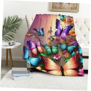 Ultra Soft Cute Butterfly Decor Butterfly Blanket Flannel Throw Blanket - Picture 1 of 8
