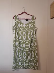 Jessica Howard dress 16w Sleeveless Green & White Pattern Shift Dress... - Picture 1 of 9