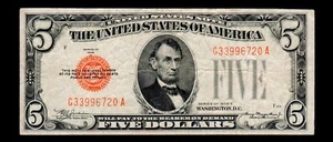 $5 1928-C Red Seal United States Note Circulated Free Shipping (H10) - Picture 1 of 2